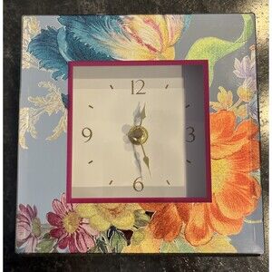 Mackenzie-Childs Flower Market Reflections Carriage Clock 6x6 inches